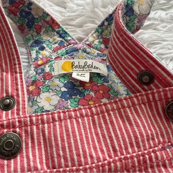 Baby Boden Pink Striped Overalls - Picture 3 of 5